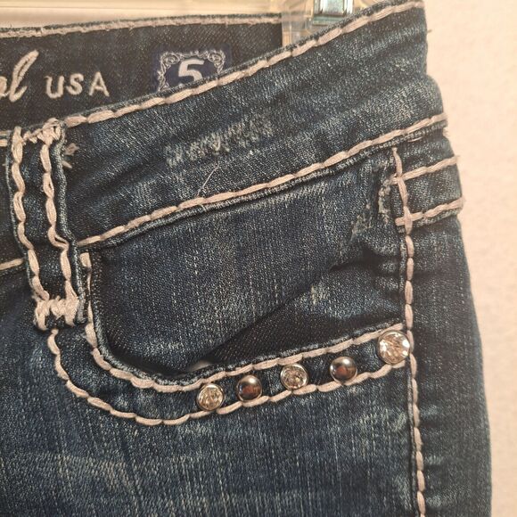 La Idol Womens Shorts Bermuda Length Jeans Jr Size 5 Bling Rhinestone Pockets - Picture 7 of 16